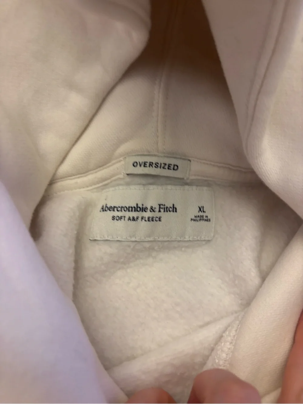 Abercrombie & Fitch Cream Pullover Hoodie with Chest Logo - Picture 3 of 4